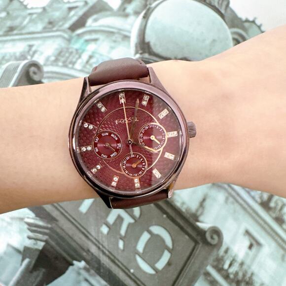 Fossil BQ3285 Modern Sophisticate Multifunction Wine Leather Watch main image 5